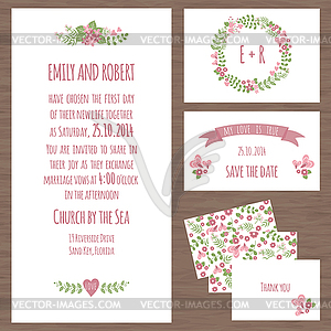 Set of wedding cards or invitations - vector clipart