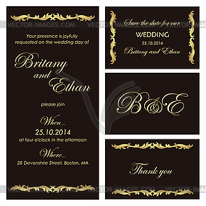 Set of wedding cards or invitations - vector clip art