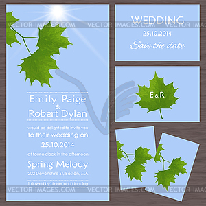 Set of wedding cards with maple leaves - vector clipart