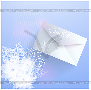 Invitation card with floral elements - vector clipart