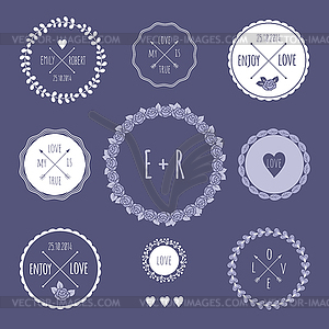 Romantic hipster icons - vector image