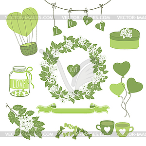 Vintage design romantic hipster icons - vector image