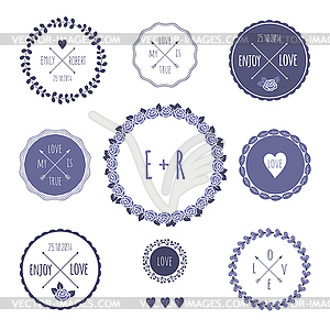 Vintage design romantic hipster icons - vector clip art