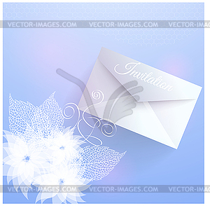 Invitation card with floral elements - vector clipart