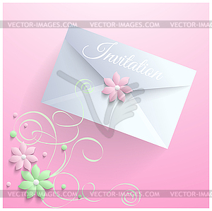 Invitation card with floral elements - vector clip art