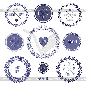 Vintage romantic hipster icons - vector clip art