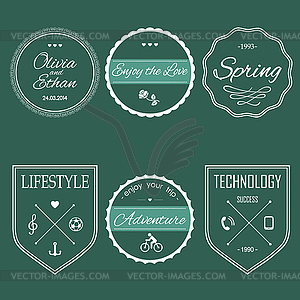 Set of vintage hipster logos - color vector clipart