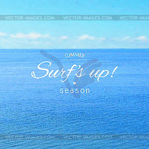 Summer sea with shiny sky with small clouds - vector clipart