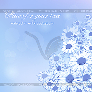 Floral watercolor texture pattern with blue flowers - vector clipart