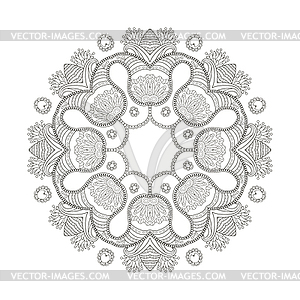 Ornament black white card with mandala - vector image