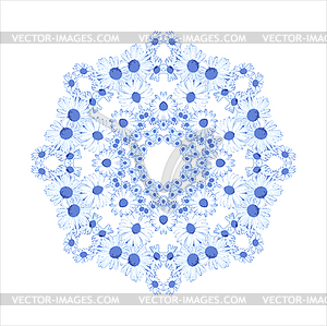 Watercolor texture pattern with blue flowers - vector clipart