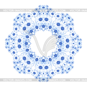 Watercolor texture pattern with blue flowers - vector image