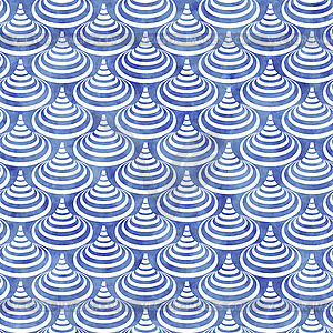 Seamless geometrical pattern with blue watercolor - royalty-free vector clipart