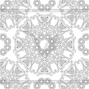 Ornament black white card with mandala - vector image