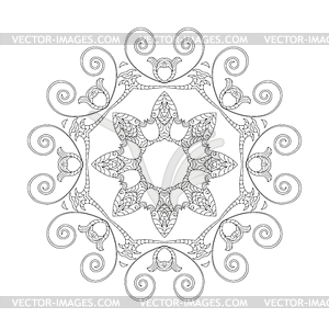 Ornament black white card with mandala - vector clip art