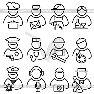 Set line peoples icons - vector image