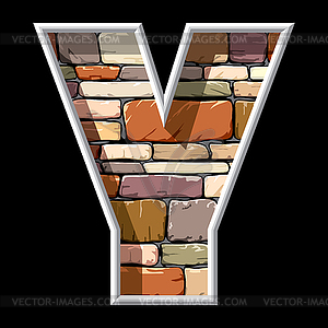 Stone letter Y - stock vector clipart