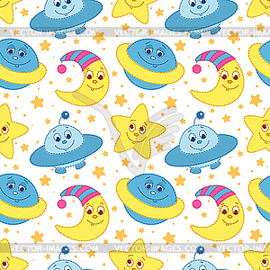 Children space pattern white - vector EPS clipart