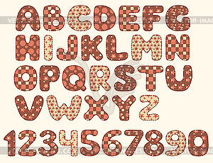 Vintage patchwork alphabet - vector clipart