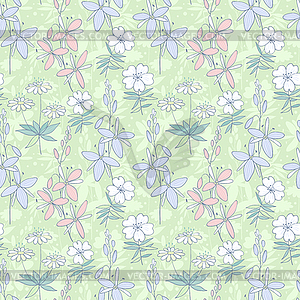 Wild flowers seamless pattern - vector image