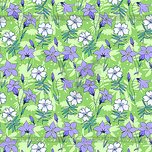 Beautiful wild bluebell flowers seamless pattern  - vector image