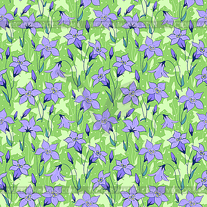 Beautiful wild bluebell flowers seamless pattern  - vector clip art