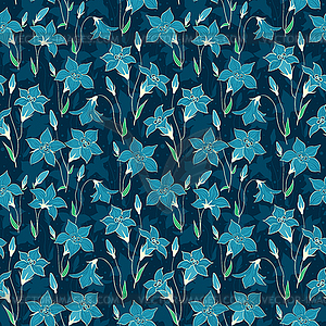 Beautiful wild bluebell flowers seamless pattern  - vector clipart
