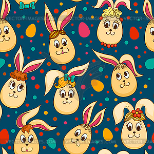 Seamless pattern with cute Easter rabbits - vector clip art