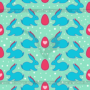 Seamless pattern with application Easter rabbits - vector clipart