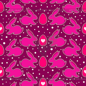 Seamless pattern with application red rabbits - vector image