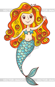 Red mermaid - vector clipart