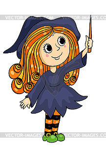 Cute little witch - vector clipart