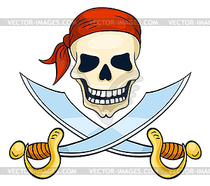 Мультяшный рисованной пиратский череп - изображение в векторе