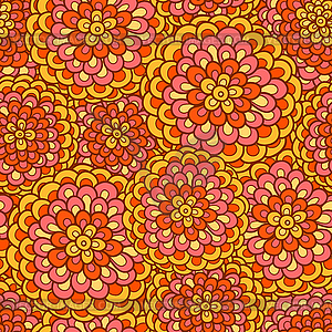 Hand-drawn seamless pattern with doodle orange - vector image