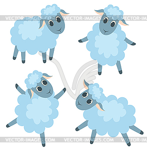 Four cute lambs - vector EPS clipart