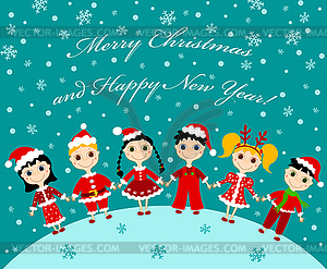 Christmas children card - vector image