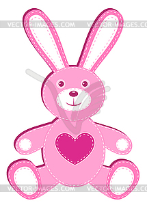 Pink applique hare - vector clip art