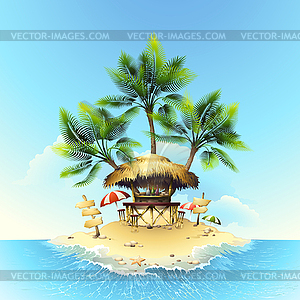 Tropical bungalow bar - vector clip art