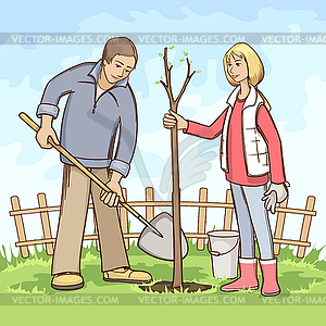 Planting tree - vector clip art