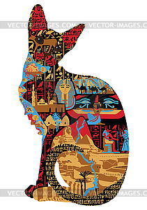 Египетские узоры в кошки - клипарт в векторе / векторное изображение