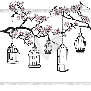 Garden with feeders - vector clipart