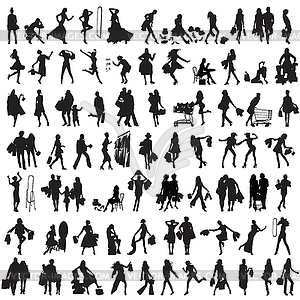 Set of silhouettes of shoppers - vector image
