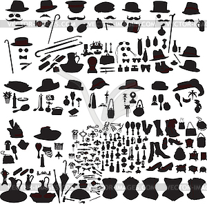 Set of silhouettes accessories Art Nouveau - vector clipart