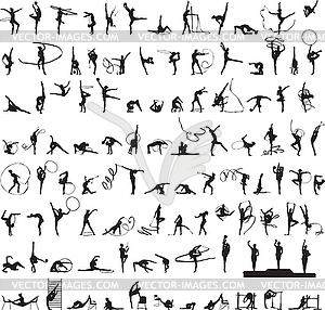 Set of silhouettes Rhythmic Gymnastics - royalty-free vector image