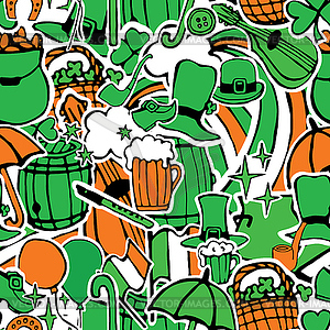 Seamless pattern with holiday symbols Patrick - vector image