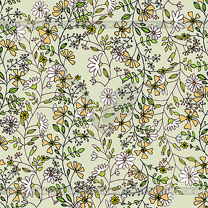 Seamlessly pattern with flowers - vector clip art