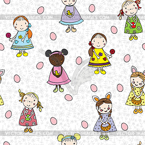 Passover pattern with children - vector clipart / vector image