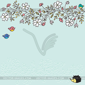 Blue background with flower - vector image