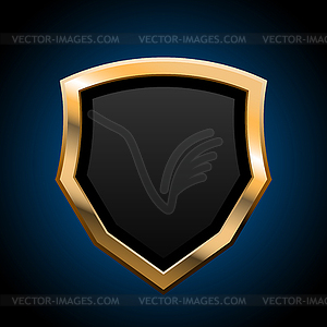 Black shield with gold border - vector image