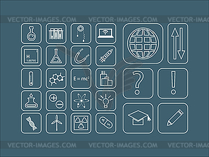 Modern set of thin line icons for science - vector clipart